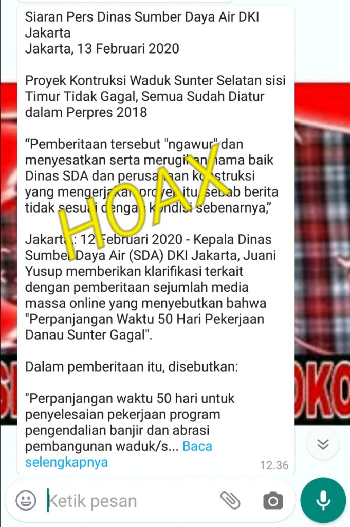Kadis SDA DKI Jakarta :”Saya Tidak Pernah Buat Rilis Seperti itu, Siapa yang Buat?”