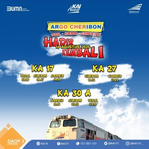 KAI Kembali Jalankan KA Argo Cheribon Mulai 14 Agustus 2020