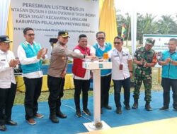 Bupati Pelalawan H. Zukri Resmikan Lintasan Listrik di Dusun II Dan III Desa Segati