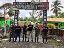 Perkuat Sinergitas Antar Instansi Pos Waris Satgas Yonif 122/TS Bersama Tim Bea Cukai Jayapura Mengecek Pos Lintas Batas Negara Tradisional