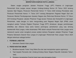 Paska Dibukanya Seleksi Terbuka Calon PPT Pratama Jabatan Sekda Kota Langsa, Tiga Peserta Telah Mendaftar