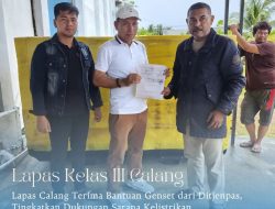 Lapas Calang Terima Bantuan Genset dari Ditjenpas, Tingkatkan Dukungan Sarana Kelistrikan