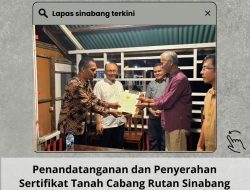 Penandatanganan dan Penyerahan Sertifikat Tanah Cabang Rutan Sinabang Kepada Pemda Simeuleu