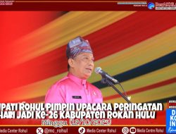 Rintik Hujan Tidak Mengurangi Semangat Kebersamaan Dalam Upacara Peringatan Hari Jadi Kabupetan Rokan Hulu Ke-26