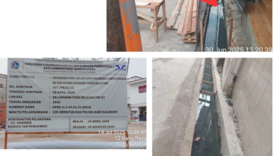 Pekerjaan Proyek di RW 03 Tugu Selatan Jakarta Utara Tak Ubahnya Bakwan Goreng, LSM GRACIA Tuding Kasudin PRKP Jakut Rusak Tatanan di Pemprov DKI